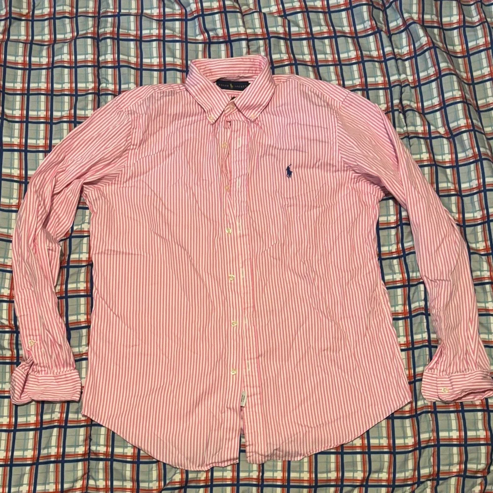 Polo by Ralph Lauren Pink and White Striped Button-Up Shirt - Picture 3 of 11